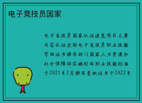 电子竞技员国家